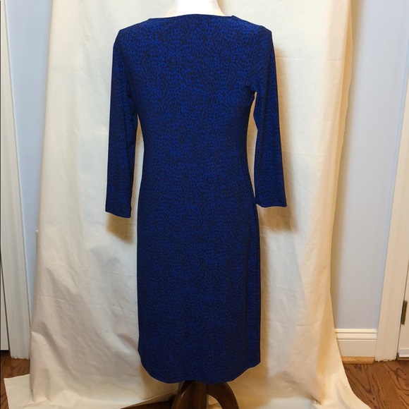 Jones New York blue black leopard faux wrap dress - Picture 4 of 6